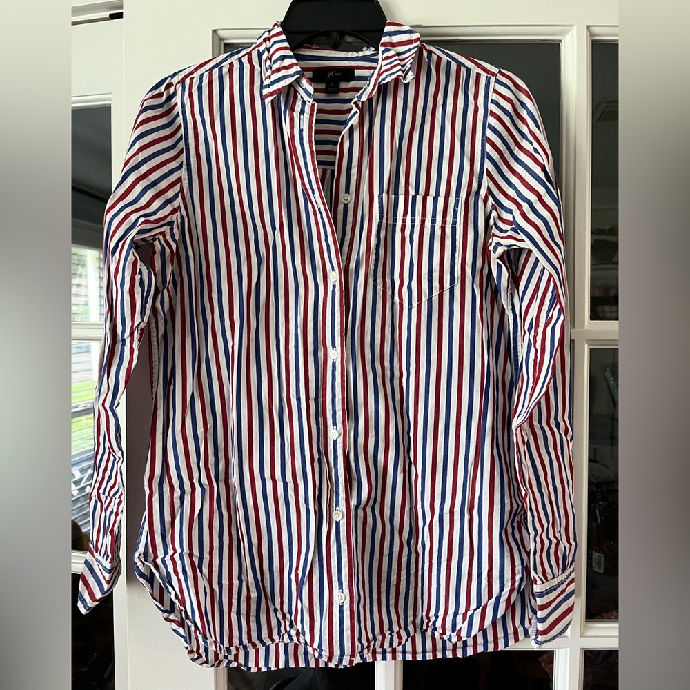Jcrew red, white, and blue button down